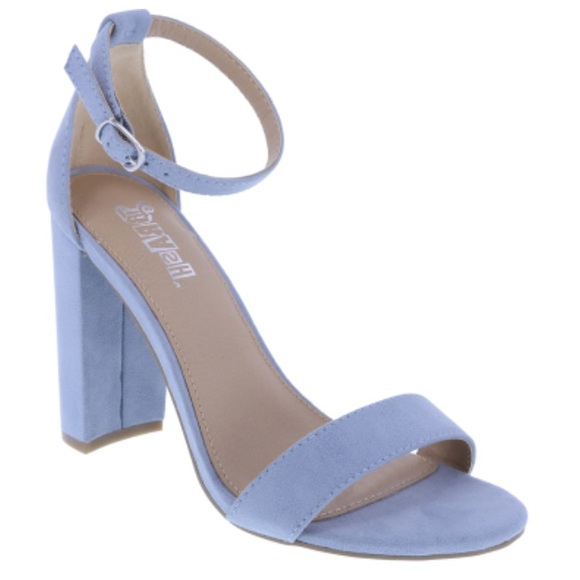 powder blue block heels